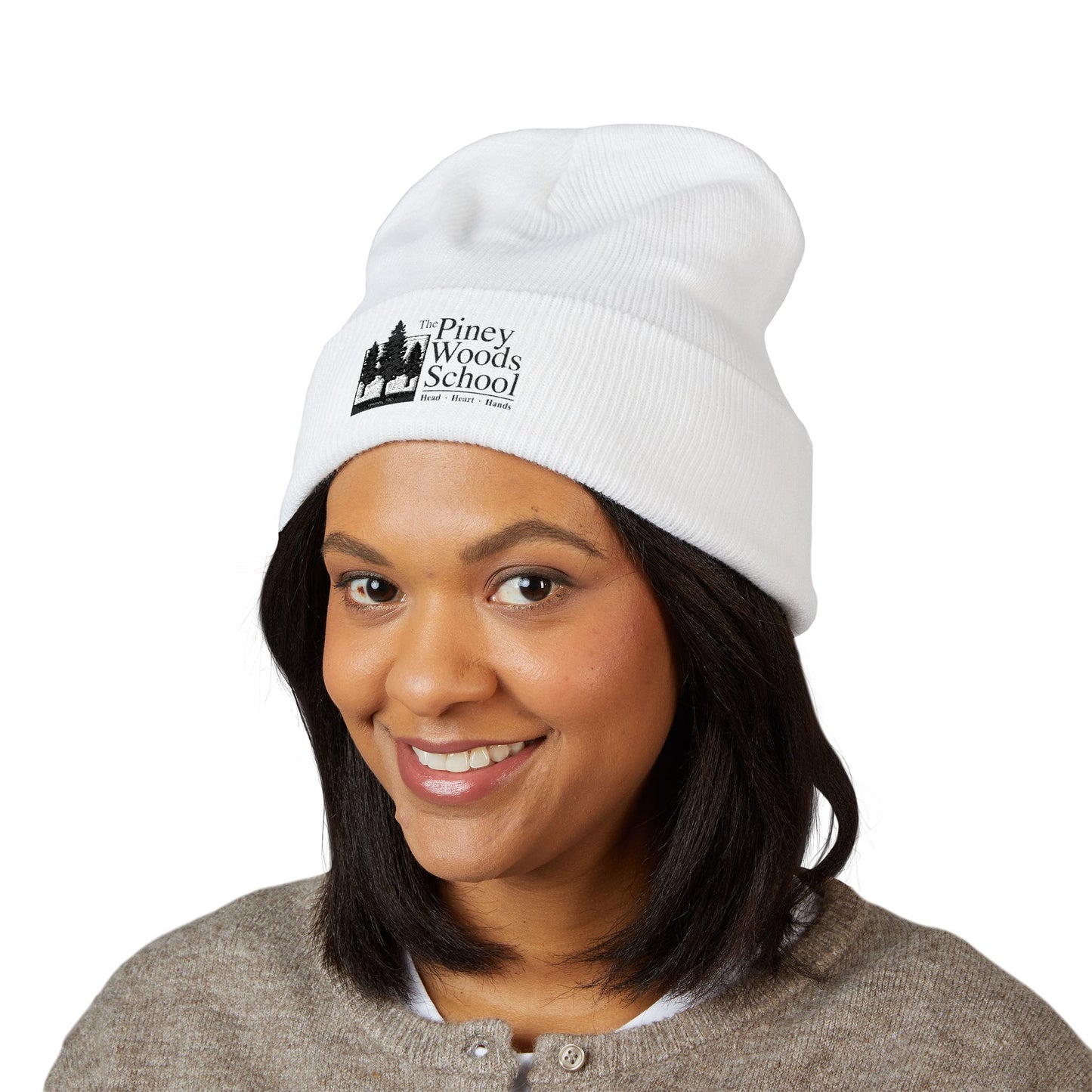 Embroidered  Beanie (White)